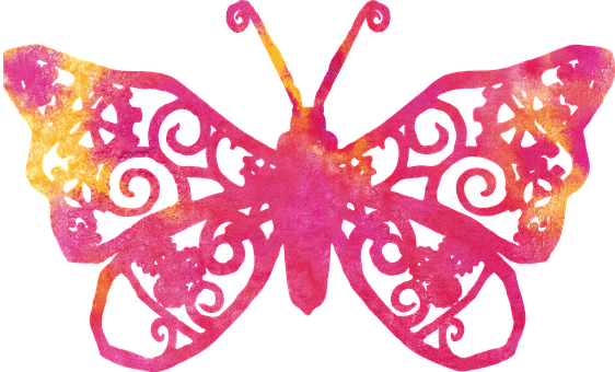 A Pink Butterfly With Swirls And Swirls