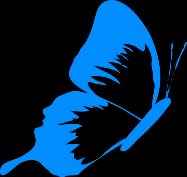 A Blue Butterfly With A Face Silhouette