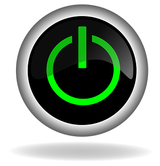 A Green Power Button With A White Circle
