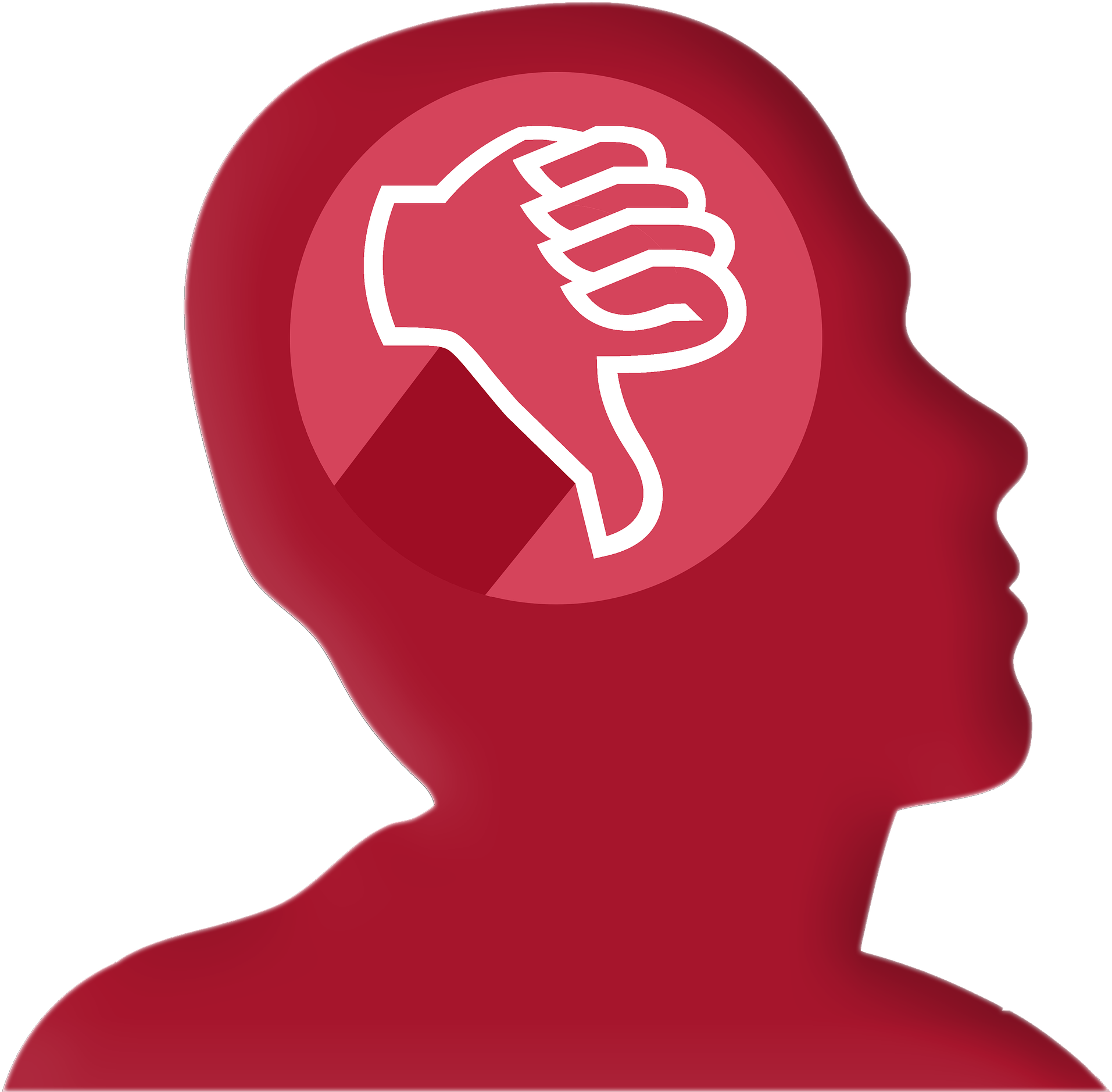 A Red Silhouette Of A Person With A Thumbs Down Symbol