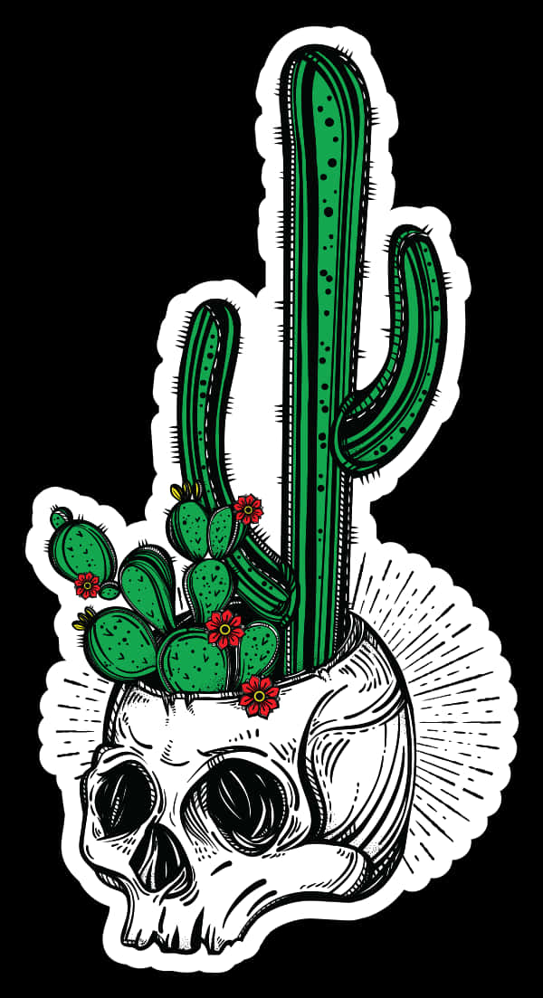 Cactus Growing In Skull