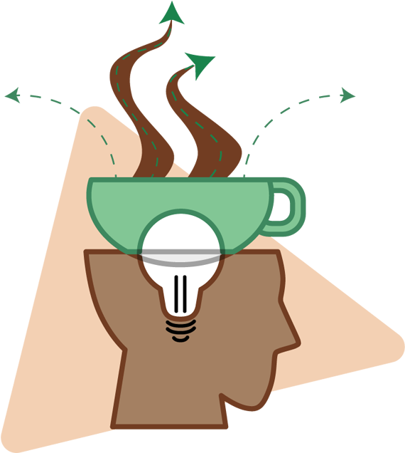 A Head With A Cup And Light Bulb