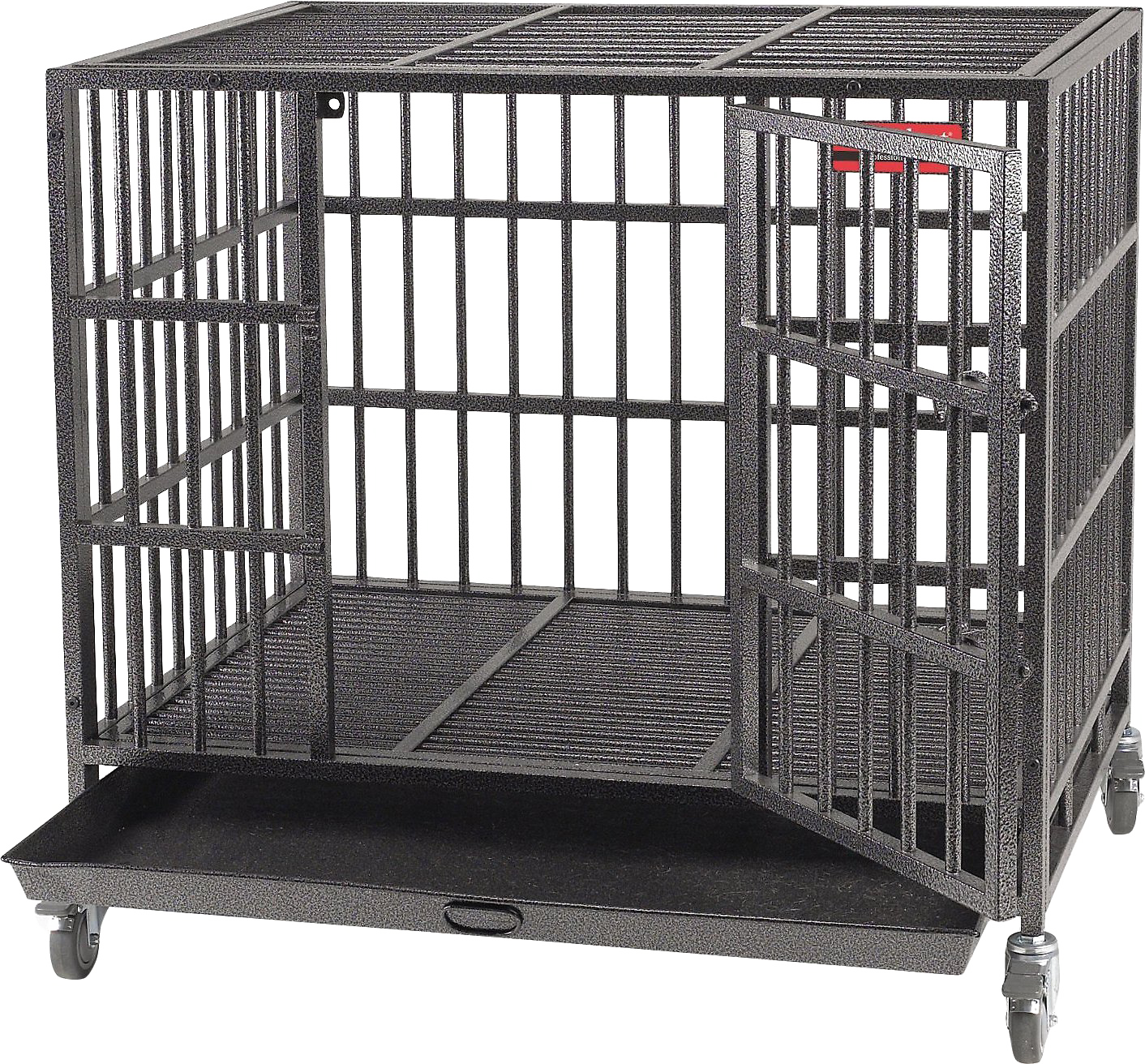 A Cage On Wheels With A Door Open