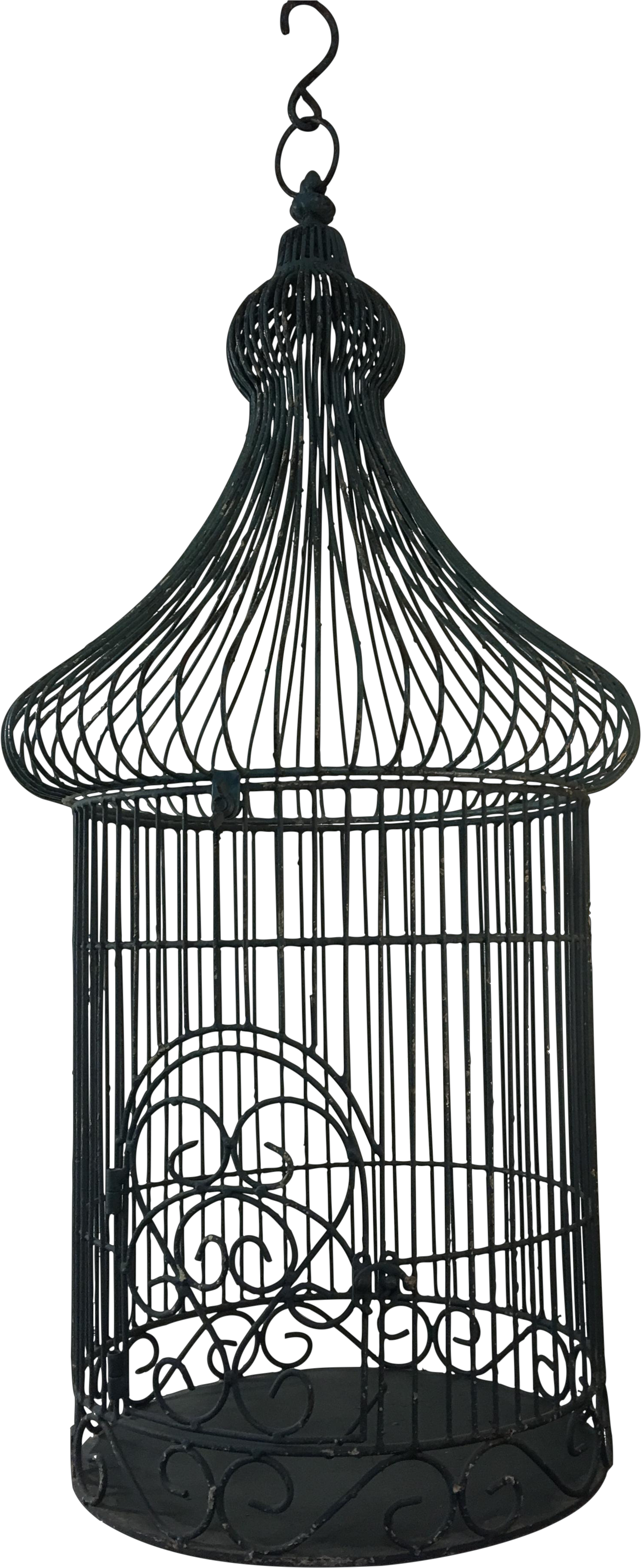 A Black Bird Cage With A Black Background