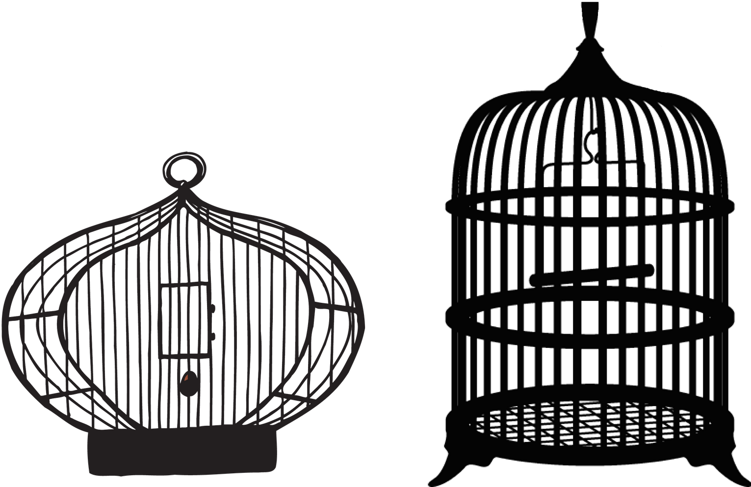 A Black And White Bird Cage