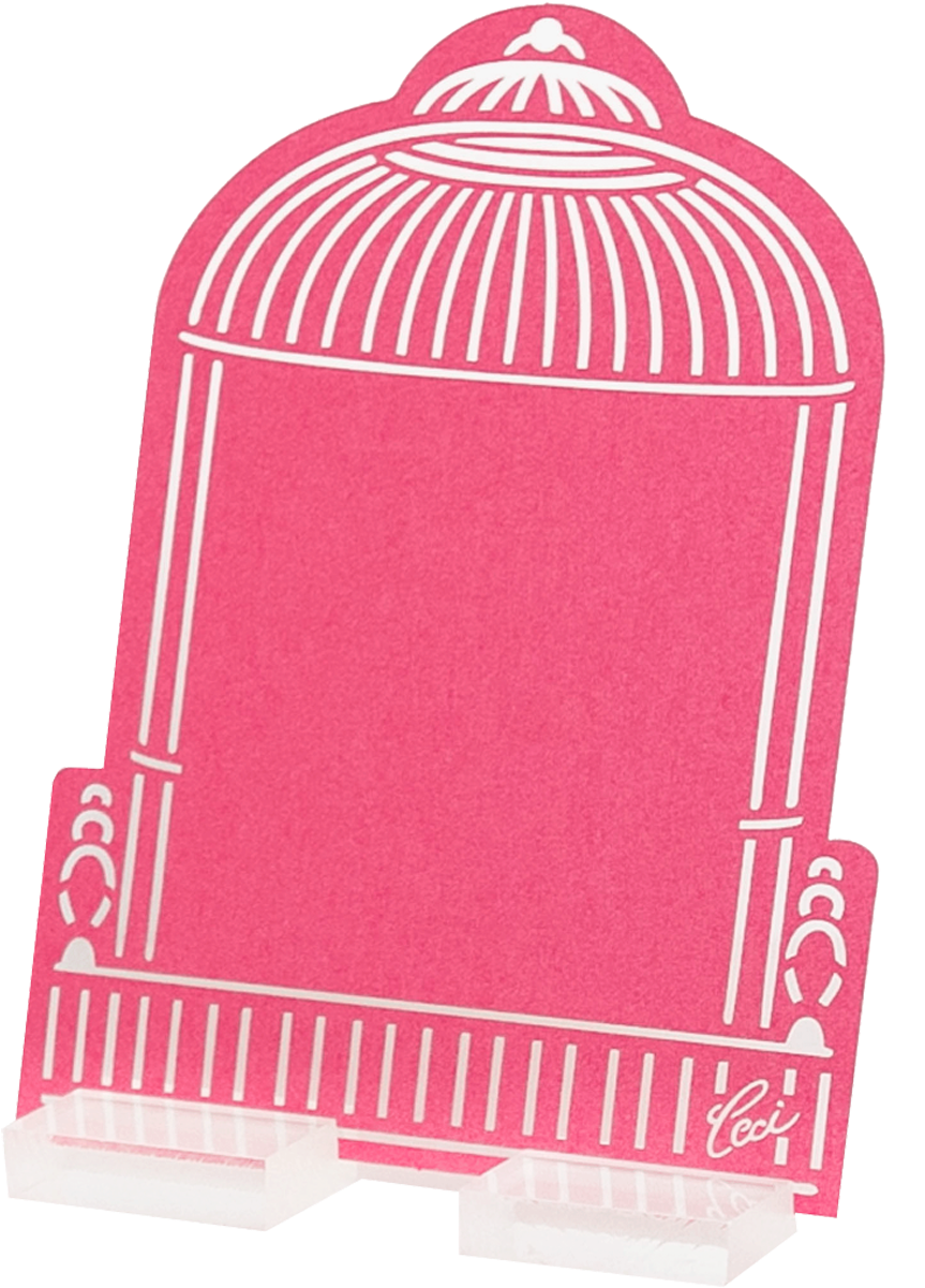A Pink And White Bird Cage