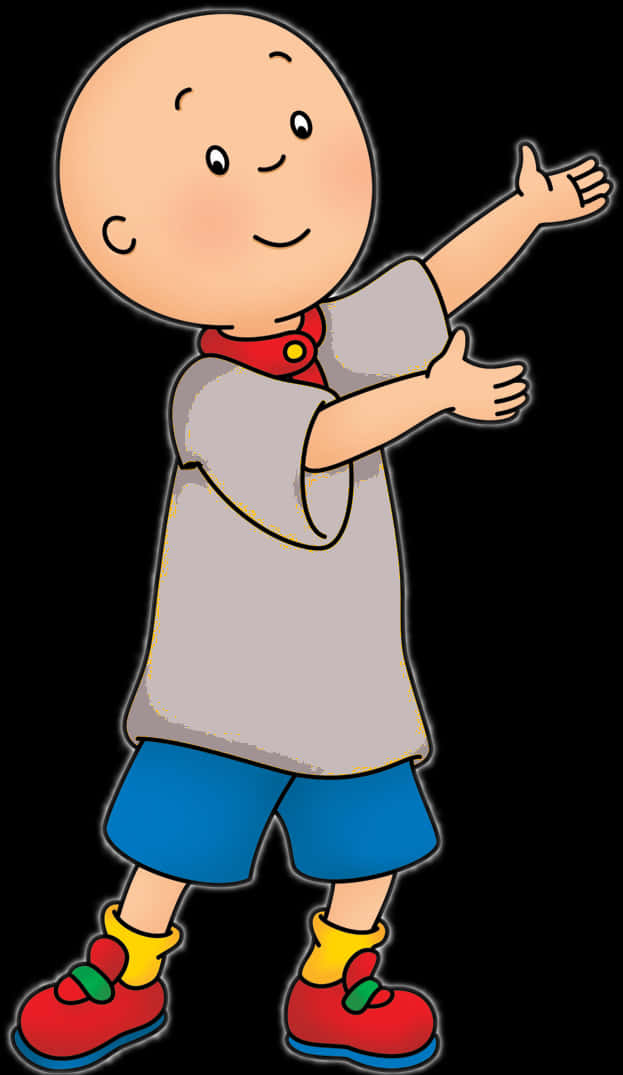 A Cartoon Of A Boy Pointing