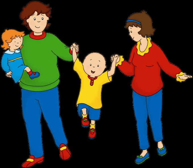 A Cartoon Of A Family Holding Hands