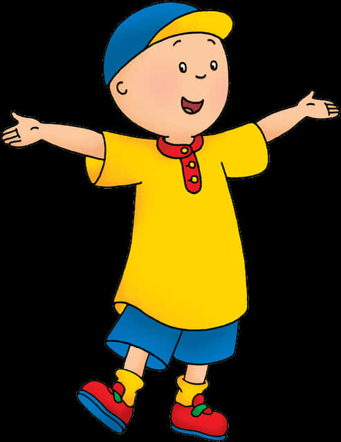 A Cartoon Of A Boy With His Arms Out