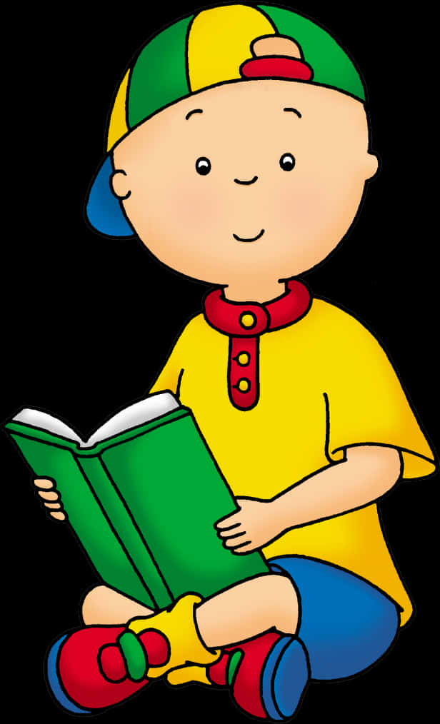 A Cartoon Of A Boy Reading A Book