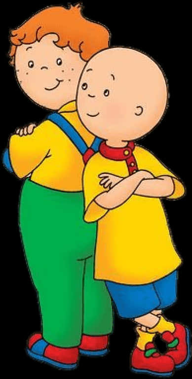 A Cartoon Of Two Boys Hugging