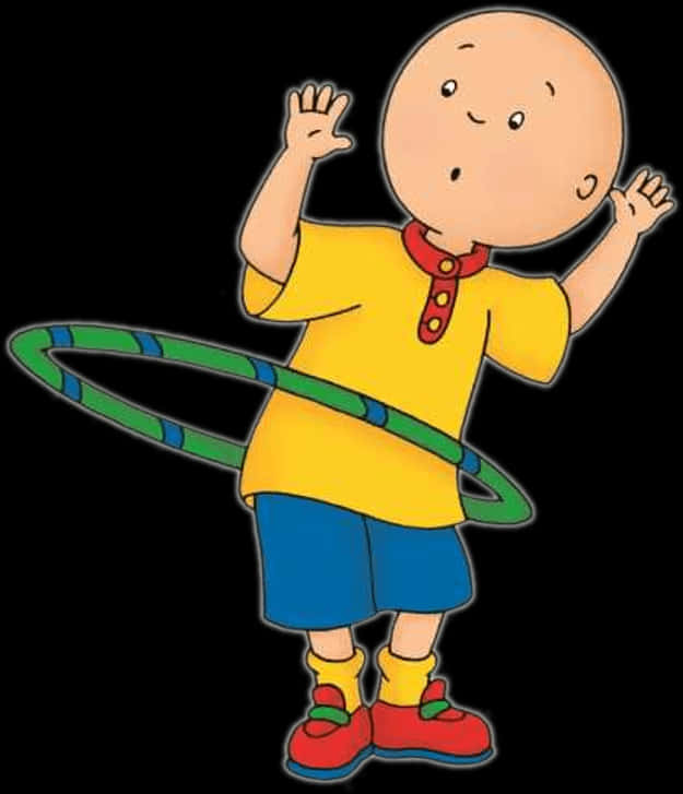 A Cartoon Of A Boy With A Hula Hoop