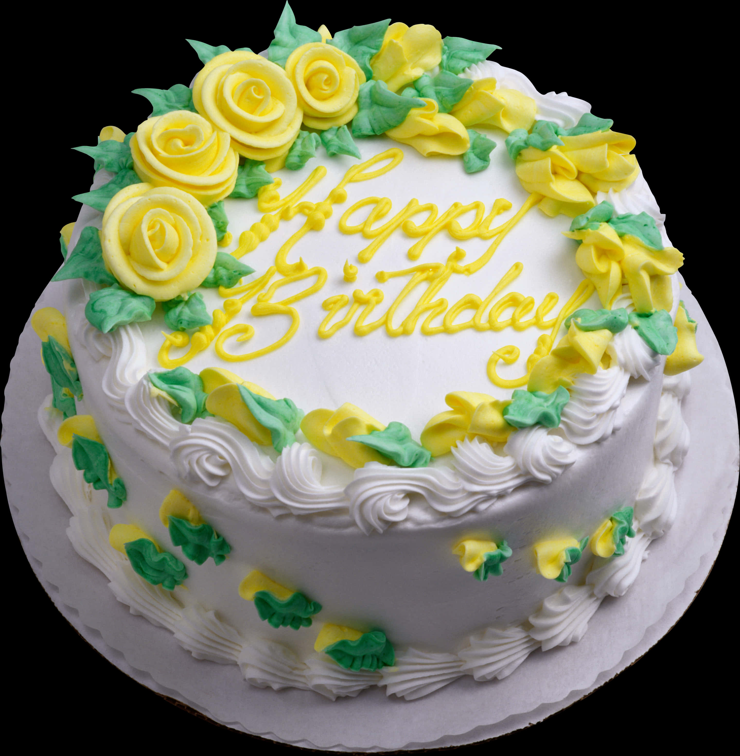 Birthday Cake With Yellow Flowers