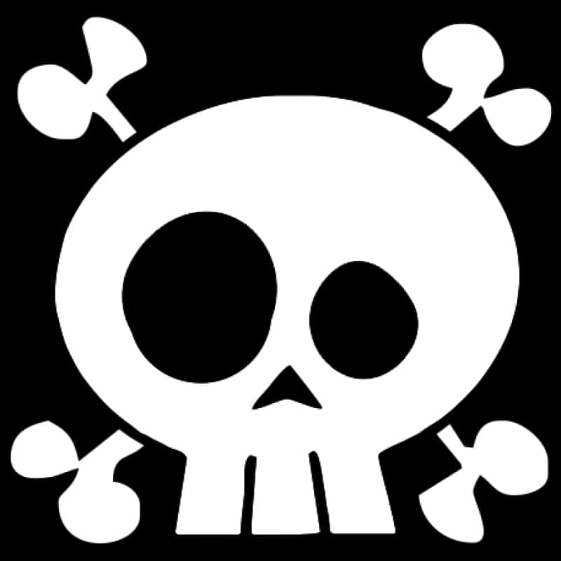 A White Skull With Crossbones On A Black Background