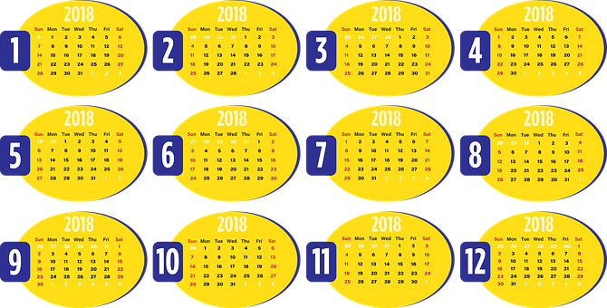 A Calendar With Numbers And A Yellow Background