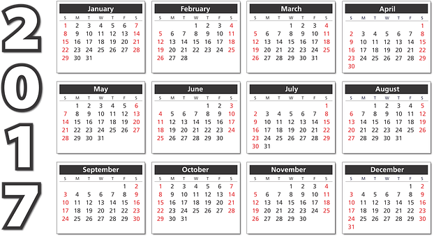 Calendars Of The Year On A Black Background