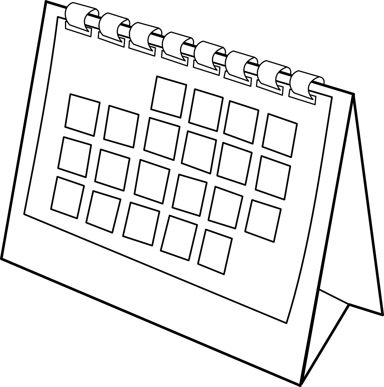 A White Calendar With A Black Background