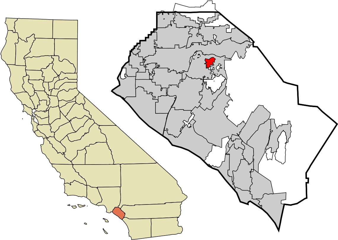A Map Of California With A Red Location