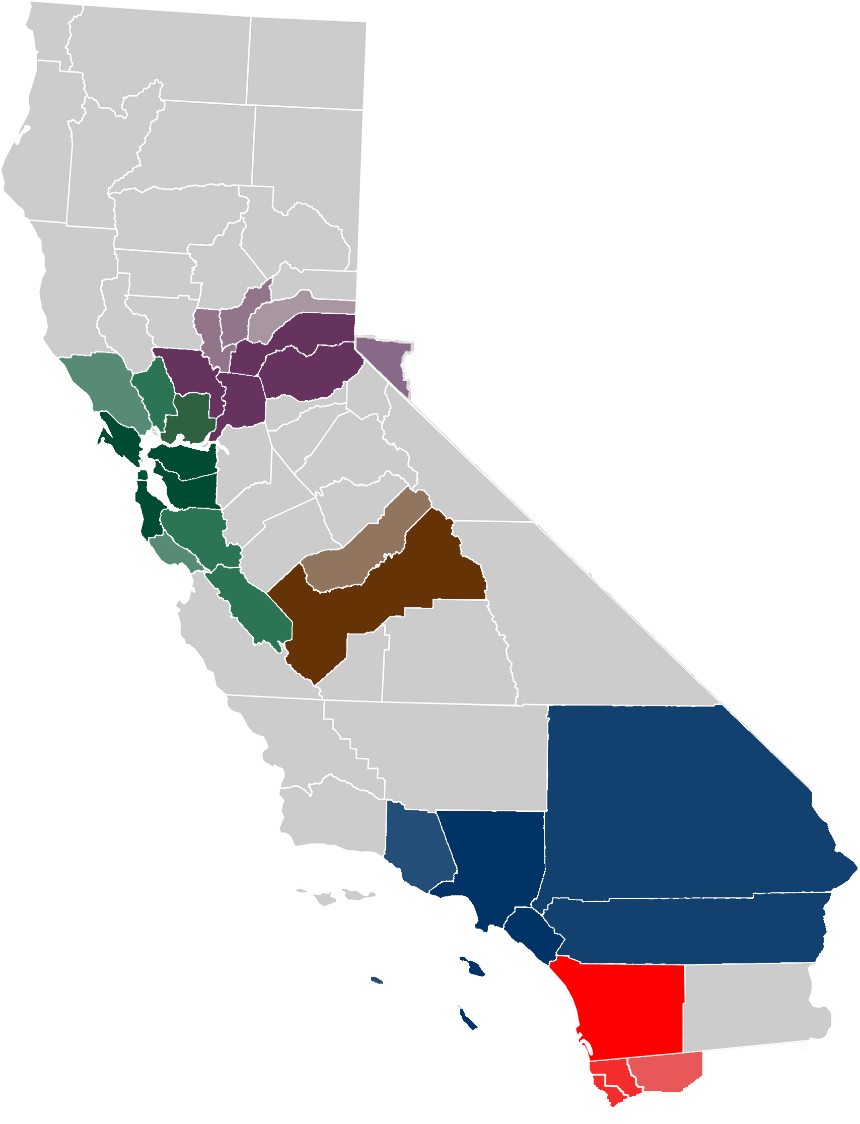 A Map Of The State Of California