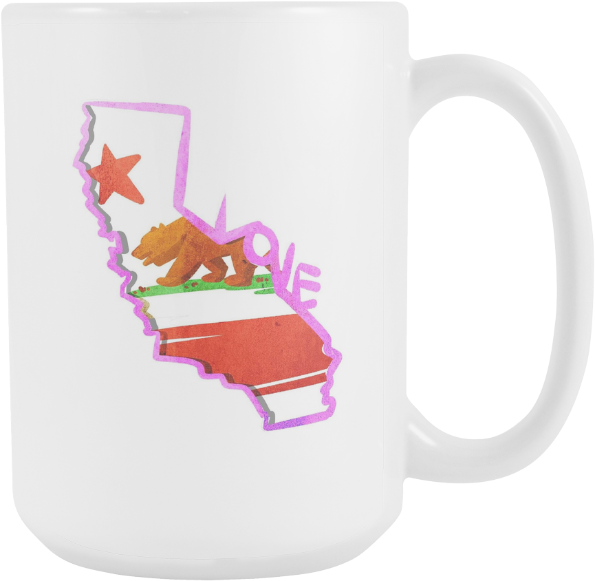 A White Mug With A Map Of California