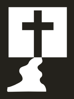 A Black And White Cross On A Black Background