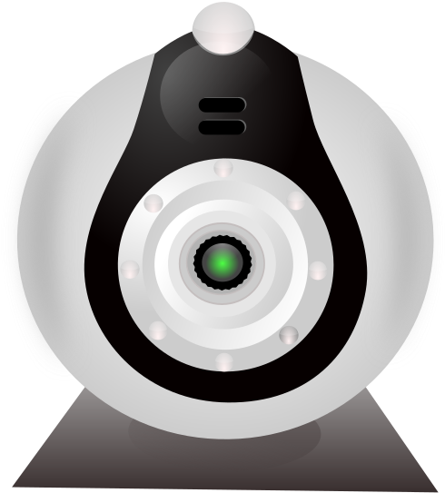 A Black And White Circular Object With A Green Light