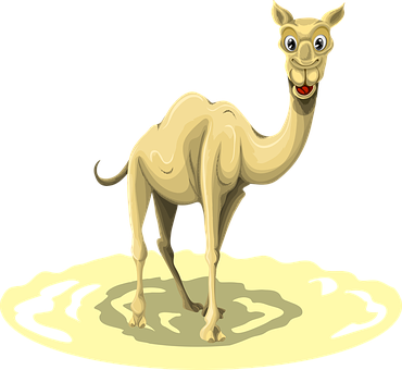 A Cartoon Camel Standing In A Puddle