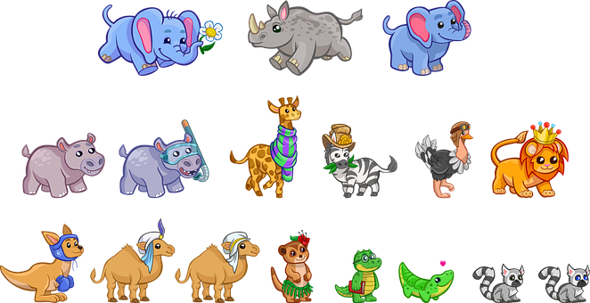 A Group Of Cartoon Animals