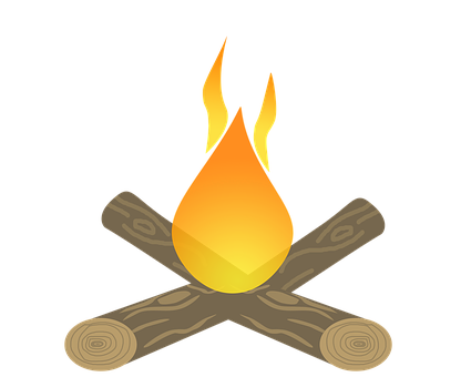 A Campfire With Logs And Flames