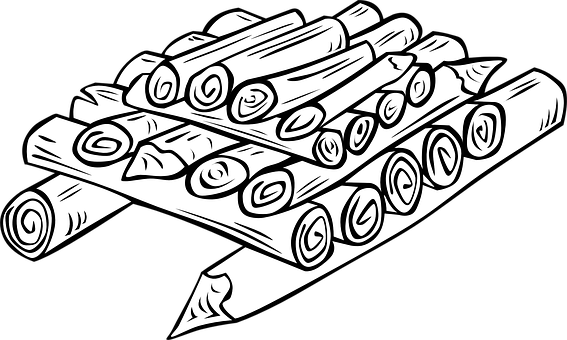 A Stack Of Logs On A Black Background