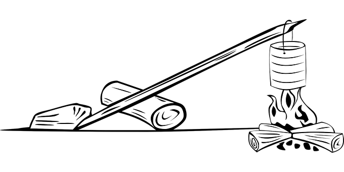A White And Black Drawing Of A Log And A Sword