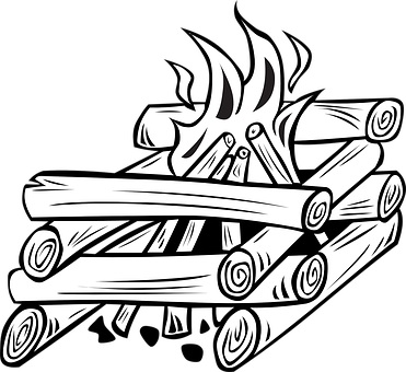 A White Drawing Of A Campfire