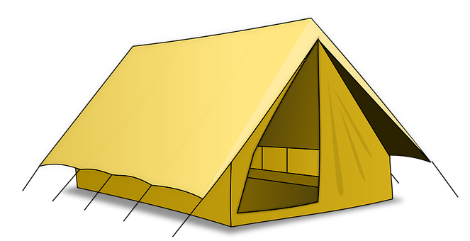 A Yellow Tent With A Black Background