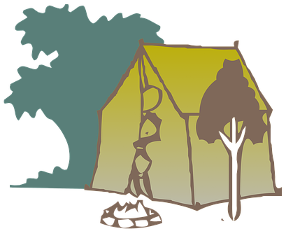 A Drawing Of A Tent And A Tree