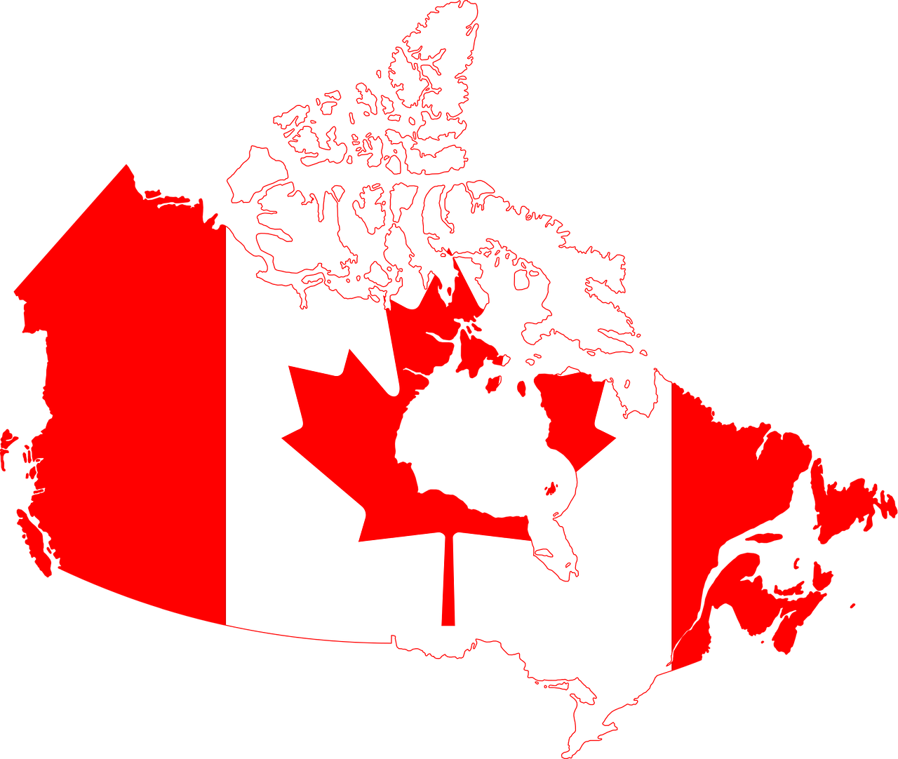 Canada Flag Map, Hd Png Download