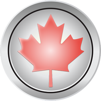 A Red Maple Leaf On A Silver Circle
