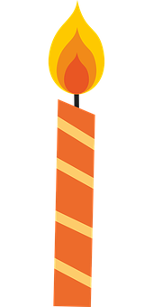 Orange Candle With Stripes