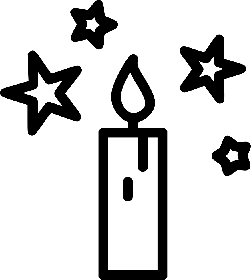 A Black And White Drawing Of A Candle And Stars
