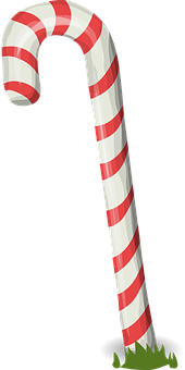 A Candy Cane With A Red And White Striped Handle