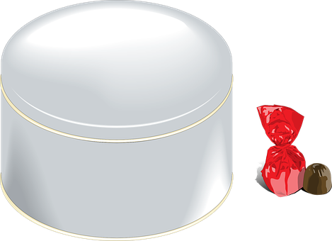A White Round Container With A Red Wrapper