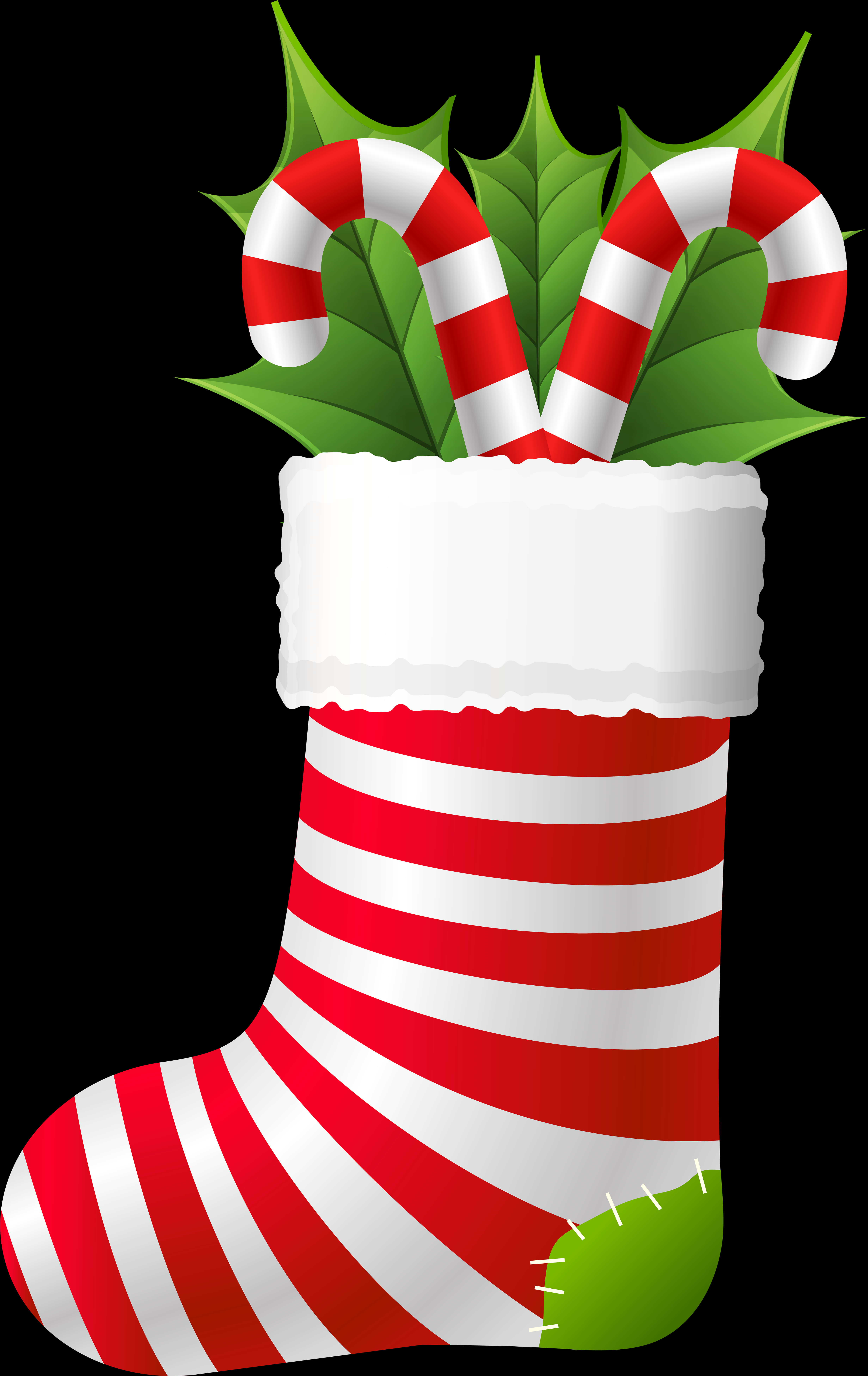 Candy Cane In A Christmas Sock