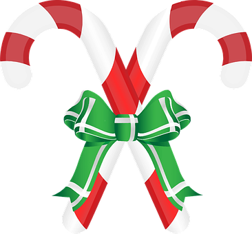 A Candy Canes Tied With A Bow