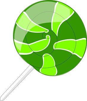 A Green Lollipop With White Stripes