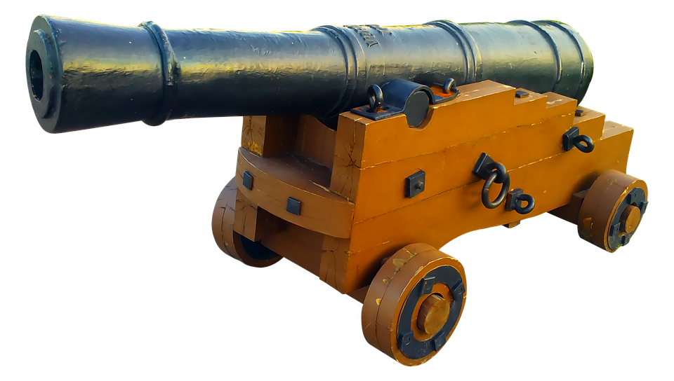 A Wooden Cannon On Wheels