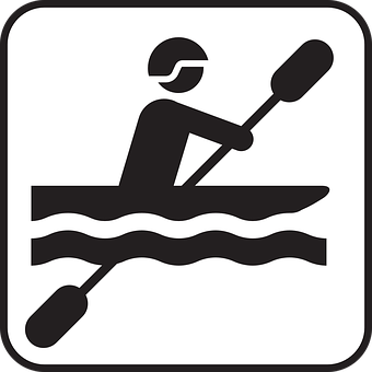 A Black And White Sign With A Person In A Boat