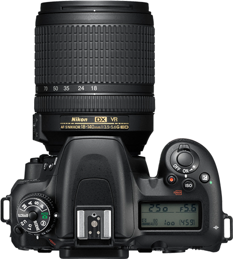 A Black Camera With A Large Lens