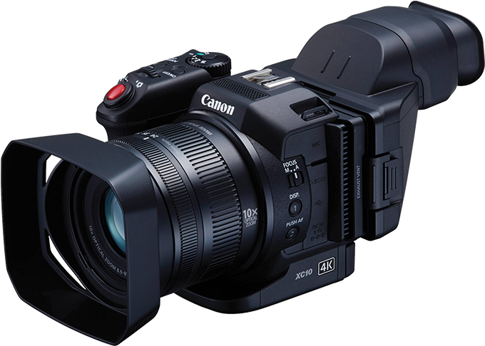 A Black Camera With A Large Lens