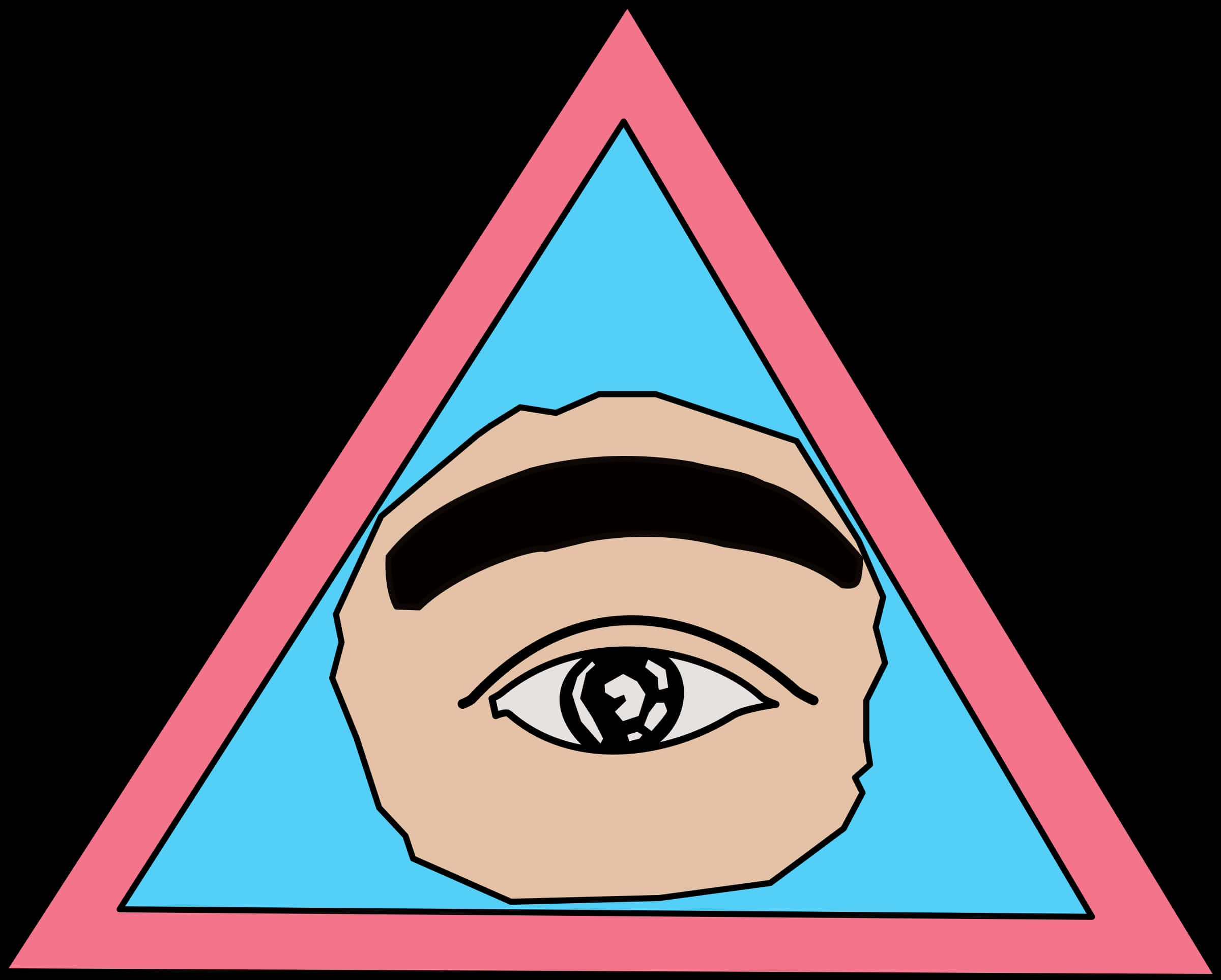 A Triangle With A Eye And Eyebrow