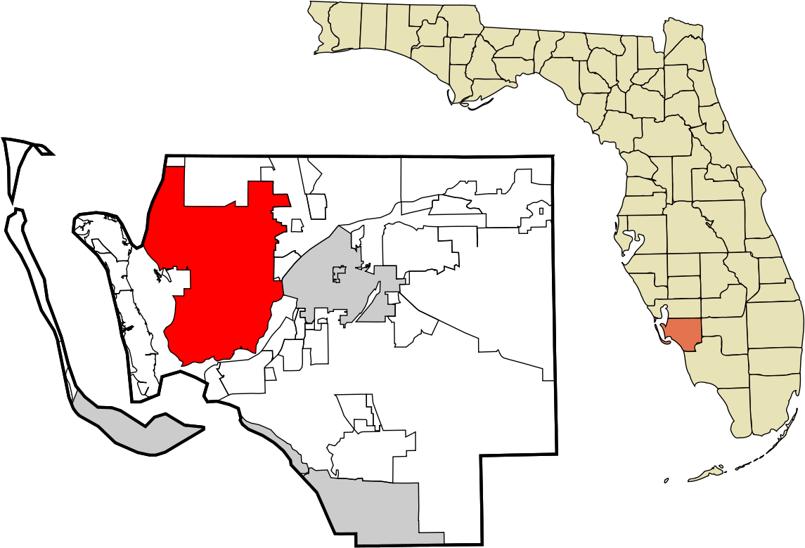 A Map Of Florida With A Red Location
