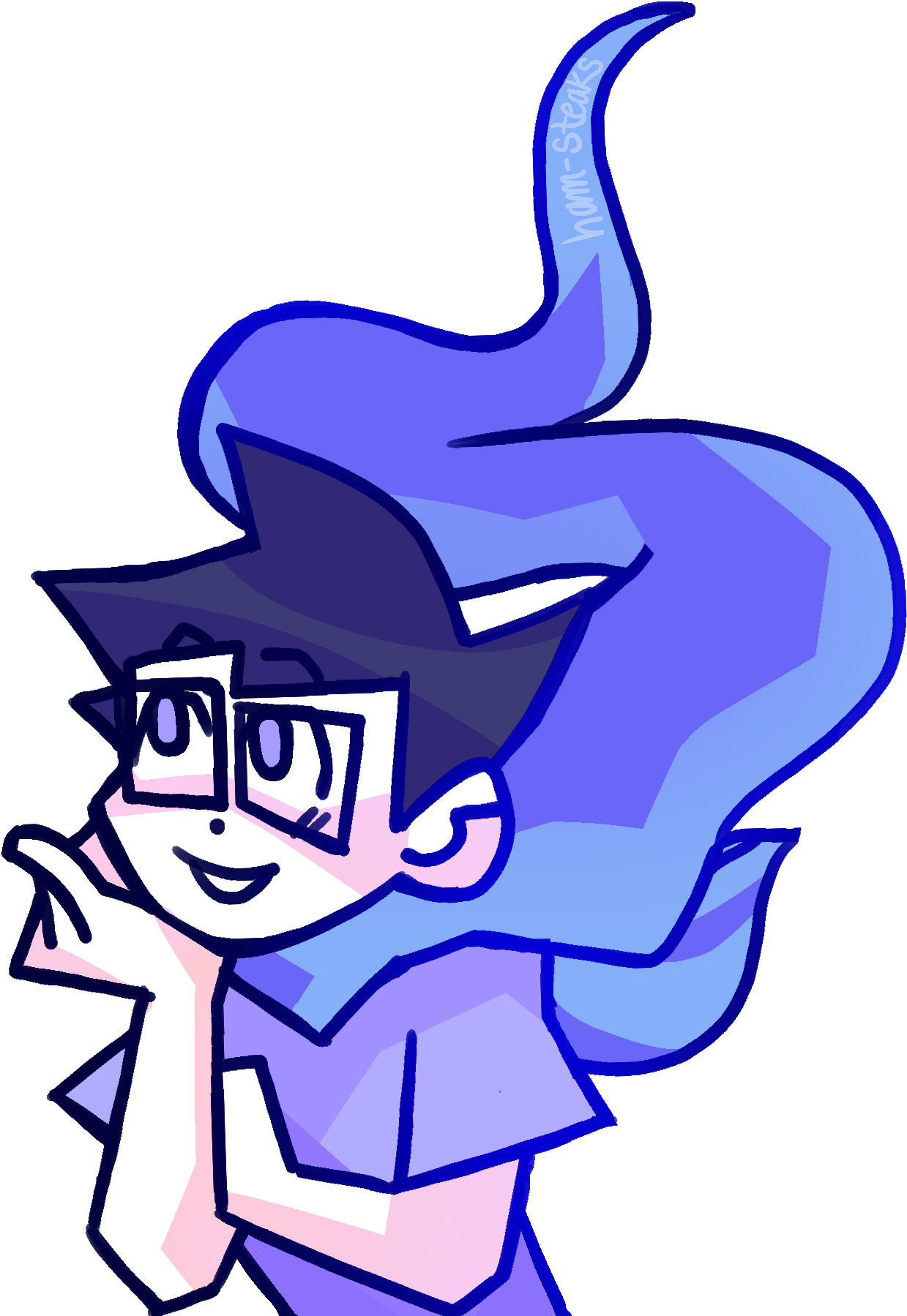 Cartoon Of A Girl With Blue Hair